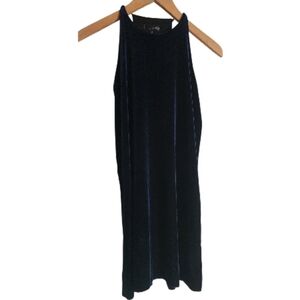 Aqua Blue Velvet Celestial Trapeze Mini Dress M